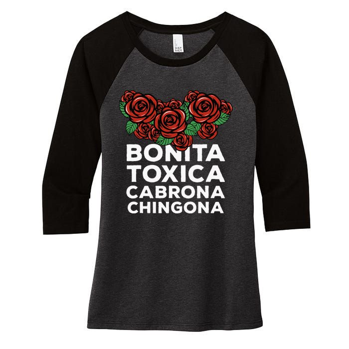 Mexicana Bonita Toxica Viva La Bonita Toxica Pero Chingona Women's Tri-Blend 3/4-Sleeve Raglan Shirt