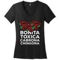 Mexicana Bonita Toxica Viva La Bonita Toxica Pero Chingona Women's V-Neck T-Shirt