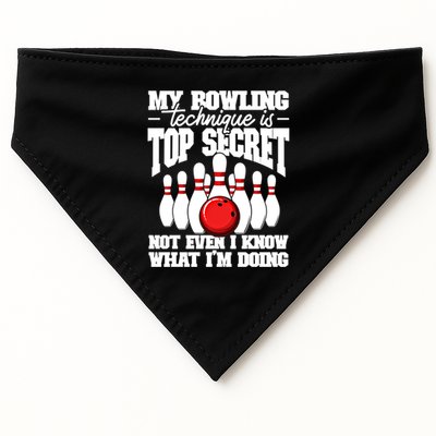 My Bowling Technique Is Top Secret Funny Bowling Bowler Cool Gift USA-Made Doggie Bandana