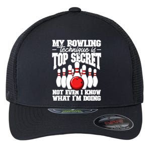 My Bowling Technique Is Top Secret Funny Bowling Bowler Cool Gift Flexfit Unipanel Trucker Cap