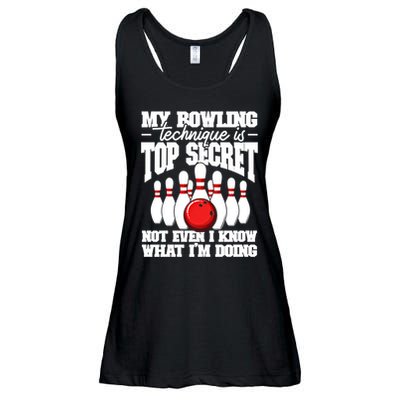 My Bowling Technique Is Top Secret Funny Bowling Bowler Cool Gift Ladies Essential Flowy Tank
