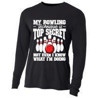 My Bowling Technique Is Top Secret Funny Bowling Bowler Cool Gift Cooling Performance Long Sleeve Crew