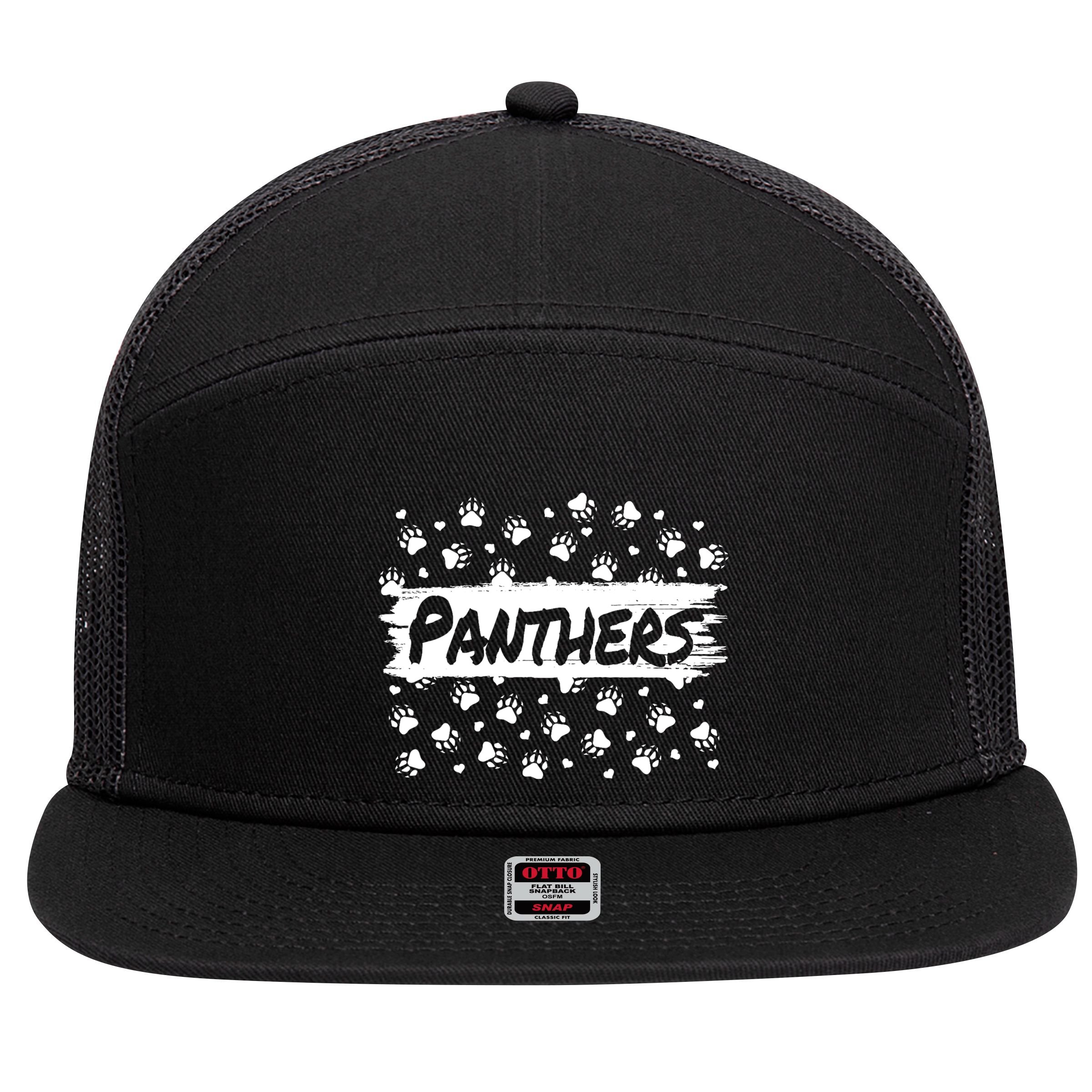 Mascot Back To School Spirit Footprint Heart Squad 7 Panel Mesh Trucker Snapback Hat