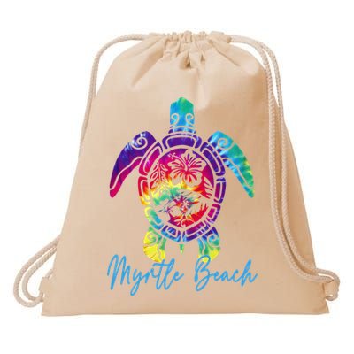 Myrtle Beach Tie Dye Sea Turtle Matching Family Vacation Drawstring Bag