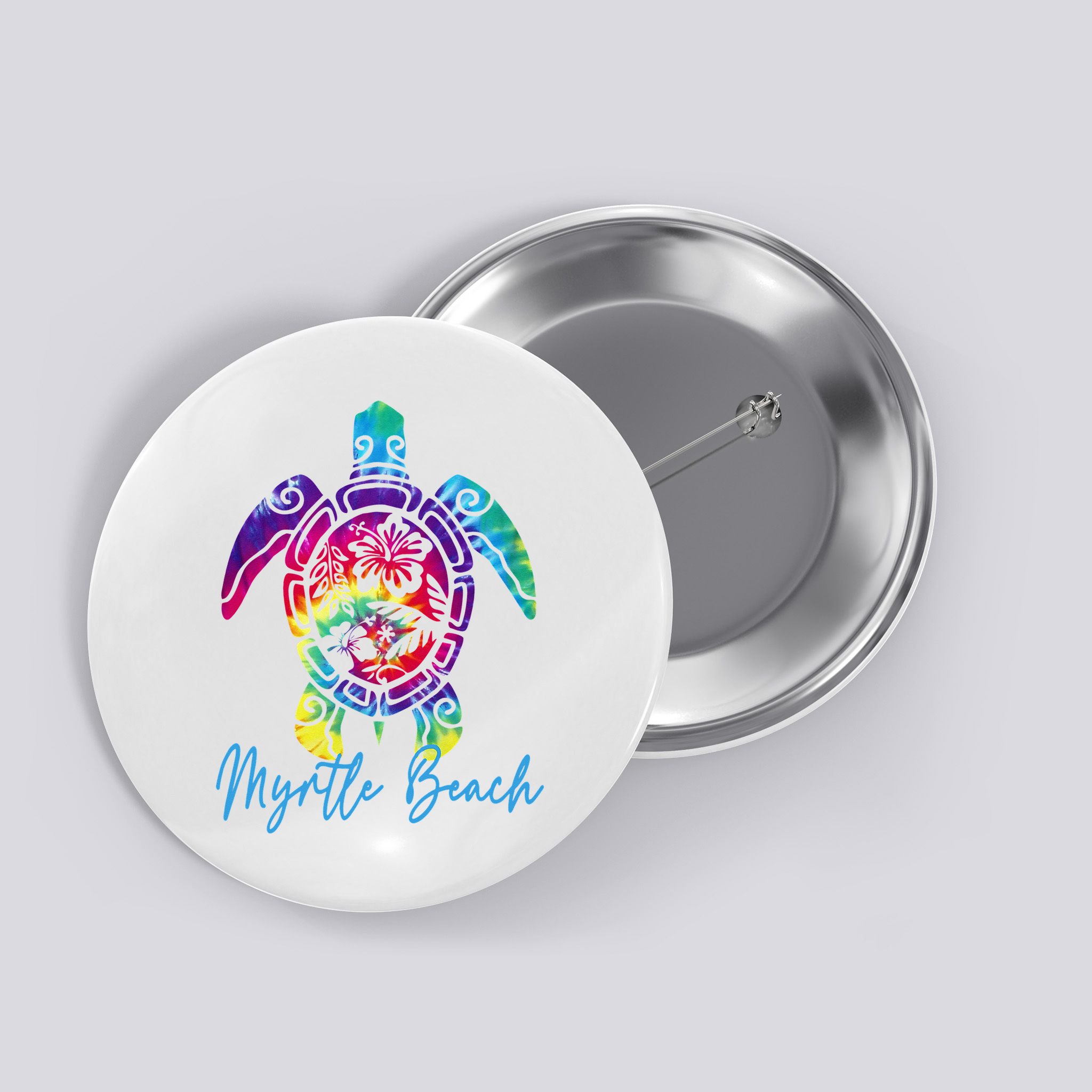 Myrtle Beach Tie Dye Sea Turtle Matching Family Vacation Button