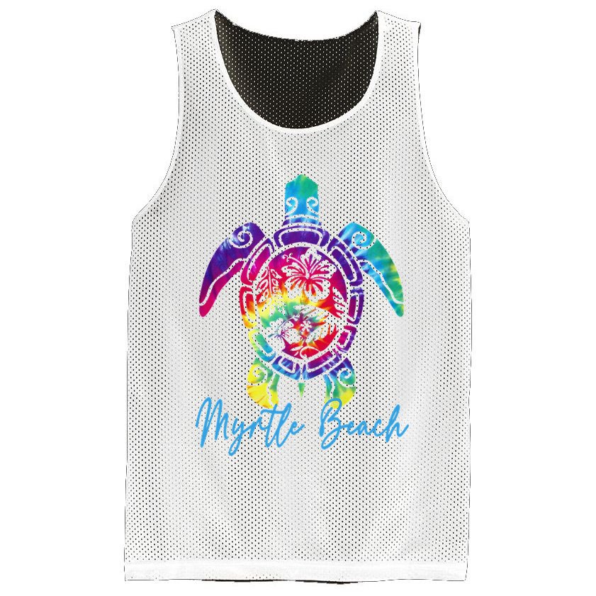 Myrtle Beach Tie Dye Sea Turtle Matching Family Vacation Mesh Reversible Basketball Jersey Tank