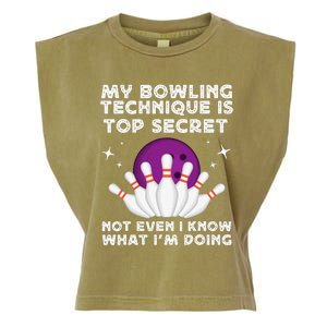 My Bowling Technique Is Top Secret Funny Bowling Bowler Garment-Dyed Women's Muscle Tee