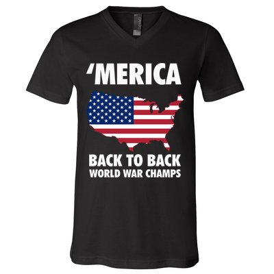 Merica Back To Back World War Champs V-Neck T-Shirt