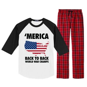 Merica Back To Back World War Champs Raglan Sleeve Pajama Set