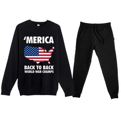 Merica Back To Back World War Champs Premium Crewneck Sweatsuit Set