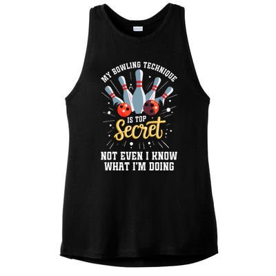 My Bowling Technique Is Secret Funny Bowling Bowler Ladies PosiCharge Tri-Blend Wicking Tank