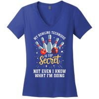 My Bowling Technique Is Secret Funny Bowling Bowler Women's V-Neck T-Shirt