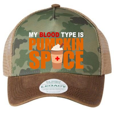 My Blood Type Is Pumpkin Spice Funny Fall Legacy Tie Dye Trucker Hat