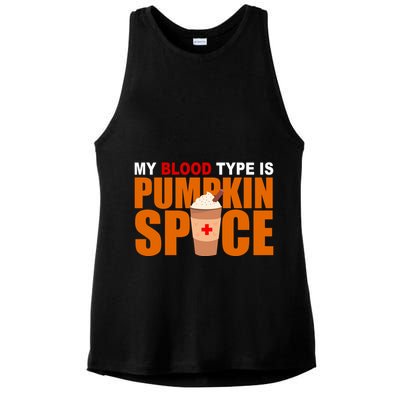 My Blood Type Is Pumpkin Spice Funny Fall Ladies PosiCharge Tri-Blend Wicking Tank