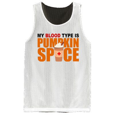 My Blood Type Is Pumpkin Spice Funny Fall Mesh Reversible Basketball Jersey Tank