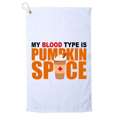My Blood Type Is Pumpkin Spice Funny Fall Golf Towel