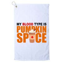 My Blood Type Is Pumpkin Spice Funny Fall Golf Towel