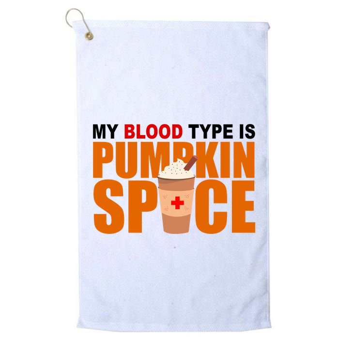 My Blood Type Is Pumpkin Spice Funny Fall Golf Towel