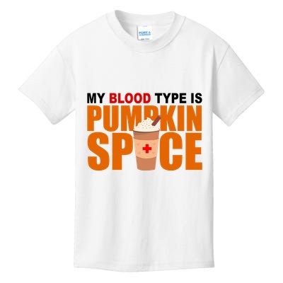 My Blood Type Is Pumpkin Spice Funny Fall Kids T-Shirt