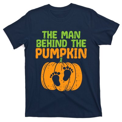 Man Behind The Pumpkin Dad Halloween Pregnancy Announcement T-Shirt