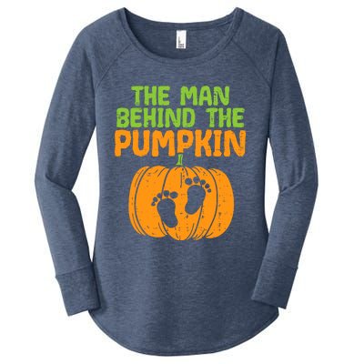 Man Behind The Pumpkin Dad Halloween Pregnancy Announcement Women's Perfect Tri Tunic Long Sleeve Shirt