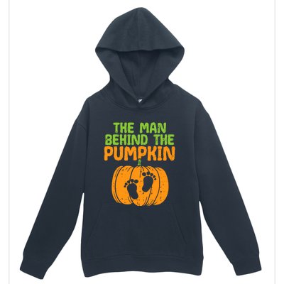 Man Behind The Pumpkin Dad Halloween Pregnancy Announcement Urban Pullover Hoodie