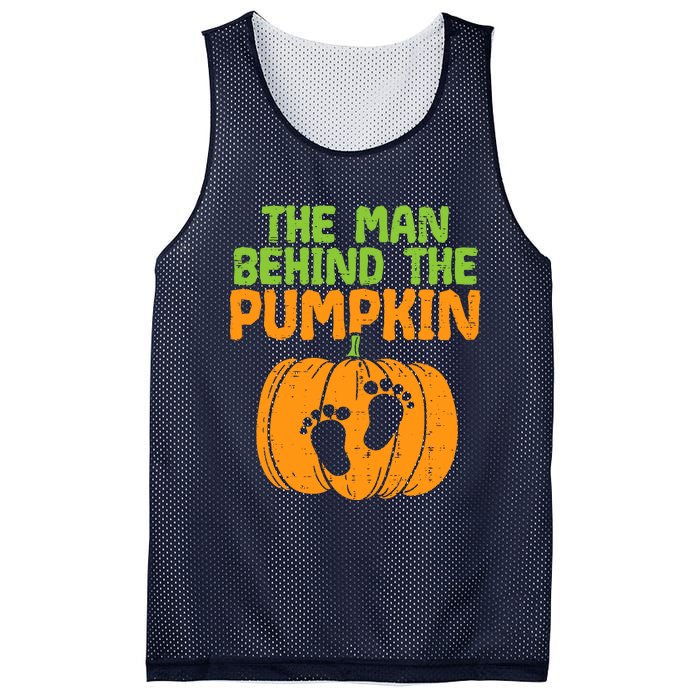 Man Behind The Pumpkin Dad Halloween Pregnancy Announcement Mesh Reversible Basketball Jersey Tank