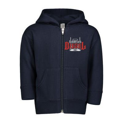 My Blood Type Is Diesel Funny Mechanic Trucker Toddler Zip Fleece Hoodie