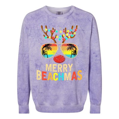 Merry Beachmas Tropical Christmas Santa Hawaii Colorblast Crewneck Sweatshirt