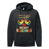 Merry Beachmas Tropical Christmas Santa Hawaii Performance Fleece Hoodie