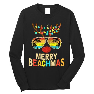 Merry Beachmas Tropical Christmas Santa Hawaii Long Sleeve Shirt