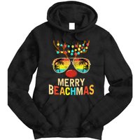 Merry Beachmas Tropical Christmas Santa Hawaii Tie Dye Hoodie