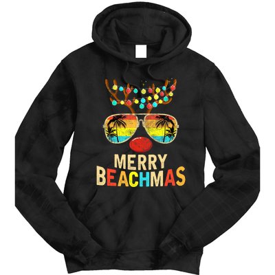 Merry Beachmas Tropical Christmas Santa Hawaii Tie Dye Hoodie