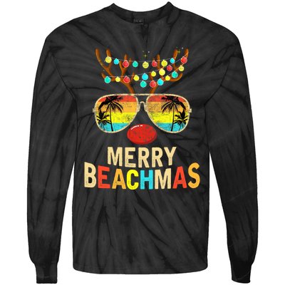 Merry Beachmas Tropical Christmas Santa Hawaii Tie-Dye Long Sleeve Shirt