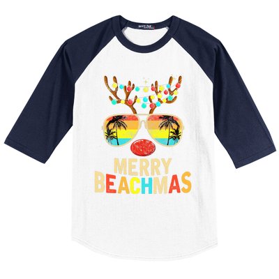 Merry Beachmas Tropical Christmas Santa Hawaii Baseball Sleeve Shirt