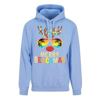 Merry Beachmas Tropical Christmas Santa Hawaii Unisex Surf Hoodie