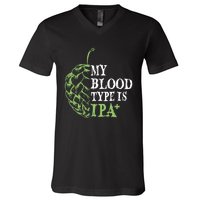 My Blood Type Is IPA+ Funny V-Neck T-Shirt