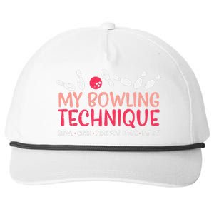 My Bowling Technique Fun Humor Bowler Player Team Snapback Five-Panel Rope Hat