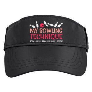 My Bowling Technique Fun Humor Bowler Player Team Adult Drive Performance Visor