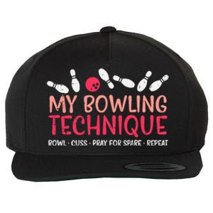 My Bowling Technique Fun Humor Bowler Player Team Wool Snapback Cap