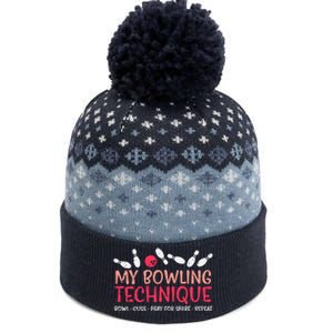 My Bowling Technique Fun Humor Bowler Player Team The Baniff Cuffed Pom Beanie