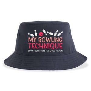 My Bowling Technique Fun Humor Bowler Player Team Sustainable Bucket Hat