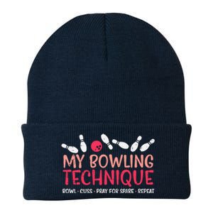 My Bowling Technique Fun Humor Bowler Player Team Knit Cap Winter Beanie