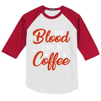 My Blood Type Is Coffee Kids Colorblock Raglan Jersey