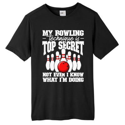 My Bowling Technique Is Top Secret Funny Bowling Bowler Tall Fusion ChromaSoft Performance T-Shirt