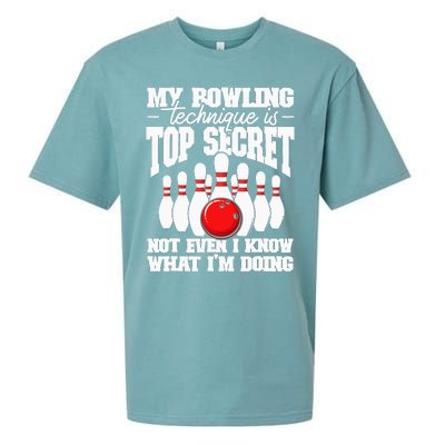 My Bowling Technique Is Top Secret Funny Bowling Bowler Sueded Cloud Jersey T-Shirt