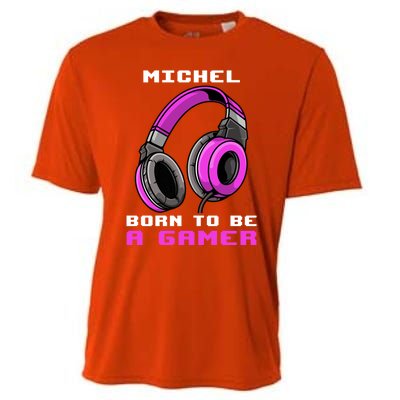 Michel Born To Be A Gamer Personalized Cute Gift Cooling Performance Crew T-Shirt