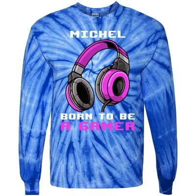 Michel Born To Be A Gamer Personalized Cute Gift Tie-Dye Long Sleeve Shirt