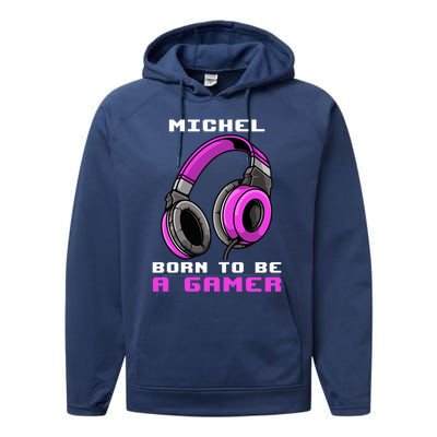 Michel Born To Be A Gamer Personalized Cute Gift Performance Fleece Hoodie