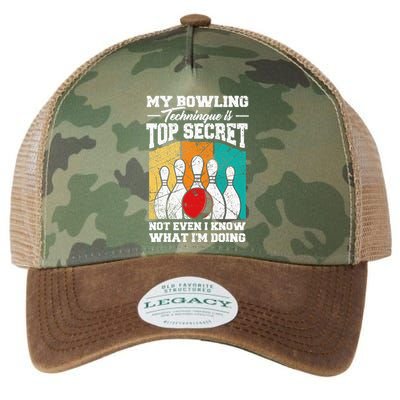 My Bowling Technique Is Top Secret Funny Bowling Bowler Legacy Tie Dye Trucker Hat